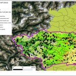 Mappa dell'area di studio con evidenziati i punti di osservazione . p.g.c. EGAP Alpi Cozie